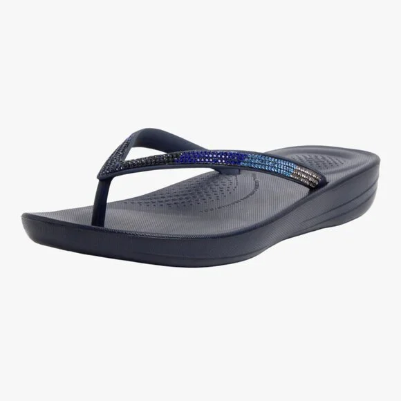 FitFlop Womens Size 5 Flip Flops Navy Ombre IQushion Ergonomic Arch Support - Picture 2 of 8
